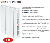 Радиатор биметаллический RIFAR SUPReMO 500-8секции
